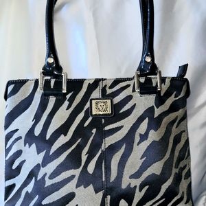 Anne Klein Hand bag/ shoulder bag Zebra print black and beige